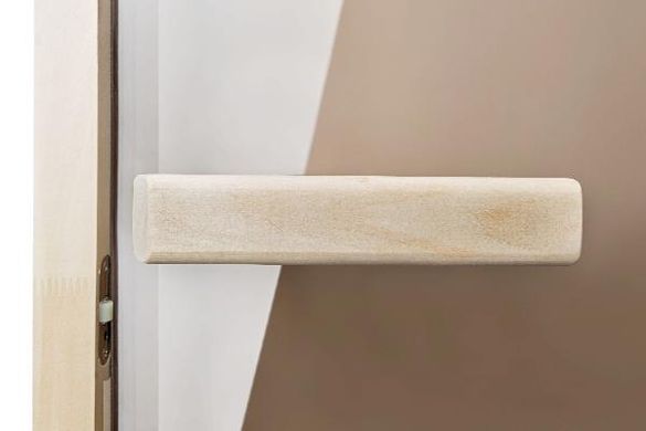 Стеклянная дверь для бани и сауны GREUS Classic прозрачная бронза 70/200 усиленная (3 петли) липа фото 4