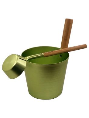 Набор GREUS сталь (шайка + черпак), зеленый для бани и сауны фото 4