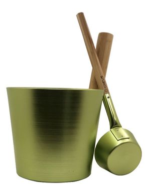 Набор GREUS сталь (шайка + черпак), зеленый для бани и сауны фото 3