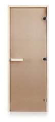 Стеклянная дверь для бани и сауны GREUS Classic прозрачная бронза 70/200 усиленная (3 петли) липа фото 1