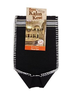 Кесе для тела жесткая черная KALIN (целлюлоза 100%) 26х16см для хаммама - турецкой бани