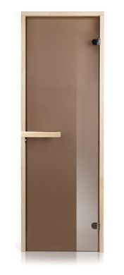 Стеклянная дверь для бани и сауны GREUS Magnet прозрачная бронза 70/190 липа фото 1
