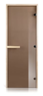 Стеклянная дверь для бани и сауны GREUS Magnet прозрачная бронза 80/200 липа фото 1