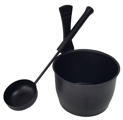 Набор «Черный лакированный бук» (шайка 4 л + черпак 43 см) для бани и сауны