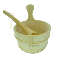 Набор GREUS сосна (шайка 4 л + черпак) с пластиковой вставкой для бани и сауны фото 1