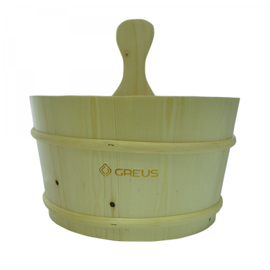 Шайка GREUS сосна 4 л с пластиковой вставкой для бани и сауны фото 1