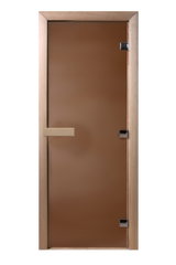 Стеклянная дверь для бани и сауны DoorWood бронза 3 петли 70/190 осина