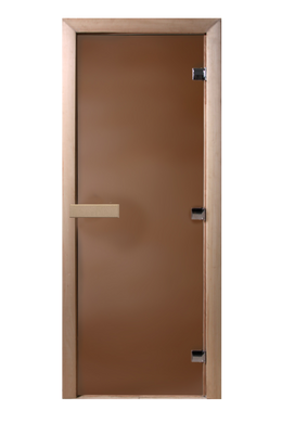 Стеклянная дверь для бани и сауны DoorWood бронза 3 петли 70/190 осина