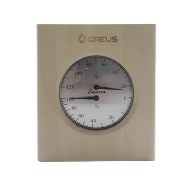Термогигрометр Greus 16х14,5 липа для бани и сауны фото 1