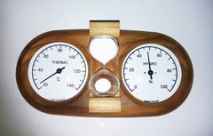 Термогігрометр струнний + пісочний годинник (15 хв.) термобереза для лазні та сауни