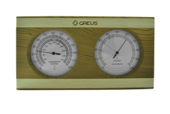 Термогигрометр Greus кедр/сосна 26х14 для бани и сауны