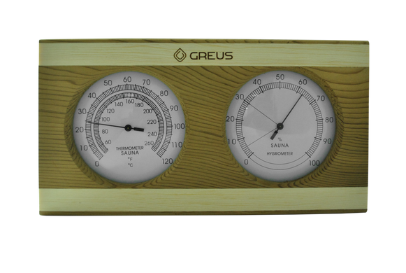 Термогігрометр Greus кедр/сосна 26х14 для лазні та сауни фото 1